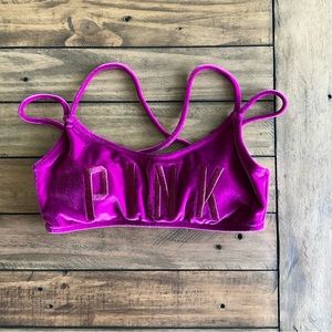 NWOT- VS PINK velvet fuchsia bikini top